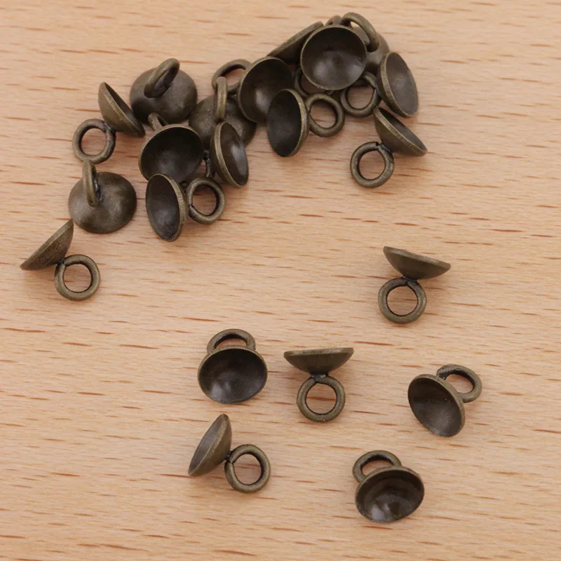 100 шт. античный бронзовый тон с латунным покрытием бусы колокольчик конец Шарм