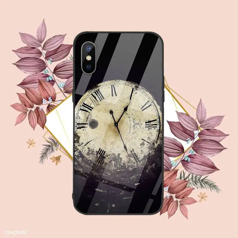 

Luxury clock Phone Case Tempered glass For iphone 6 6S 7 8 plus X XS XR 11 12 mini PRO MAX