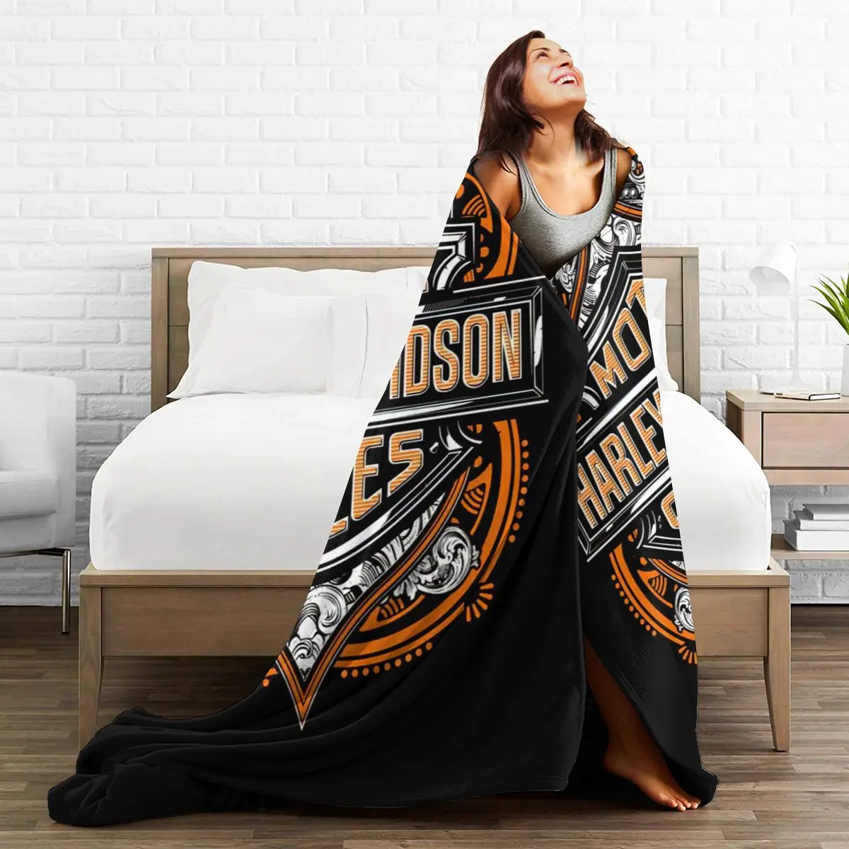 

Harley--Davidson 3DCartoon Blanket Warm Super Soft Flannel Office Nap Bedspread Sofa Bedding plaid colchas para cama 34864703