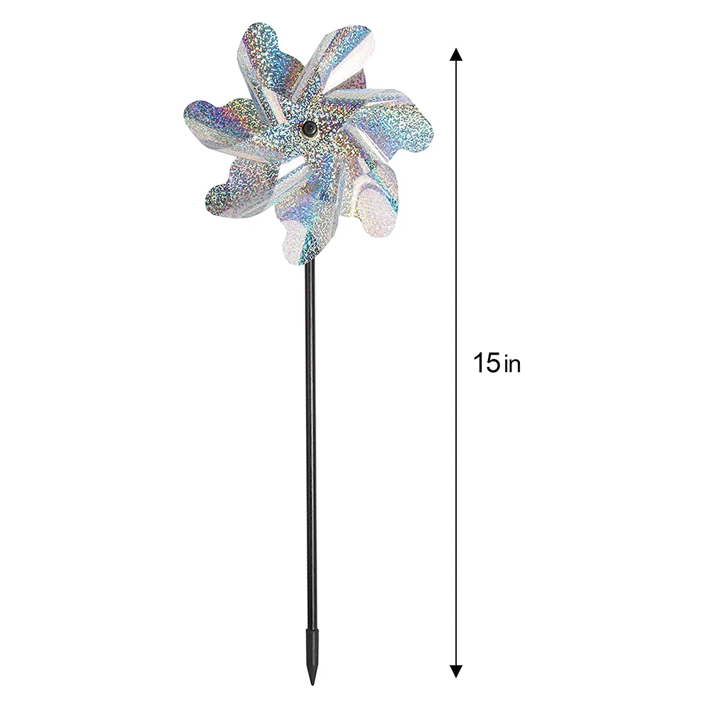 

Practical 7 Leaves Bird Repeller Windmill Durable Multi-functional Classic Deterrent Silver Pinwheels for Outdoor Garden