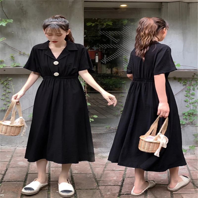 

Summer Japanese School Uniform Girl Fashion Cartoon Black V Collar Dresses School Uniform Girls Cute Short Sleeve Casual Dress