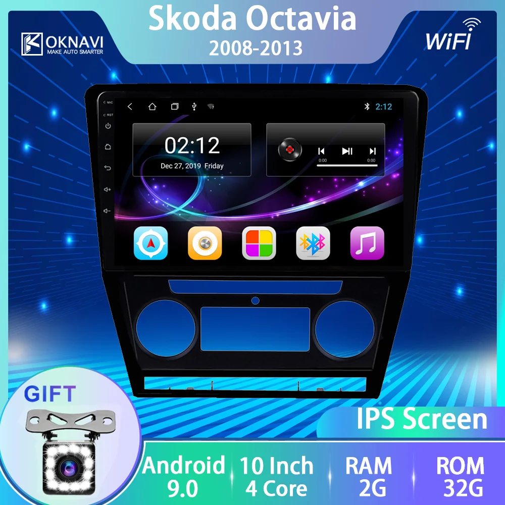 

OKNAVI для VW09 Octavia 2008-2013 2G + 32G Android 9,0 Мультимедиа Видео Аудио плеер GPS навигация No 2 Din DVD отправка камеры