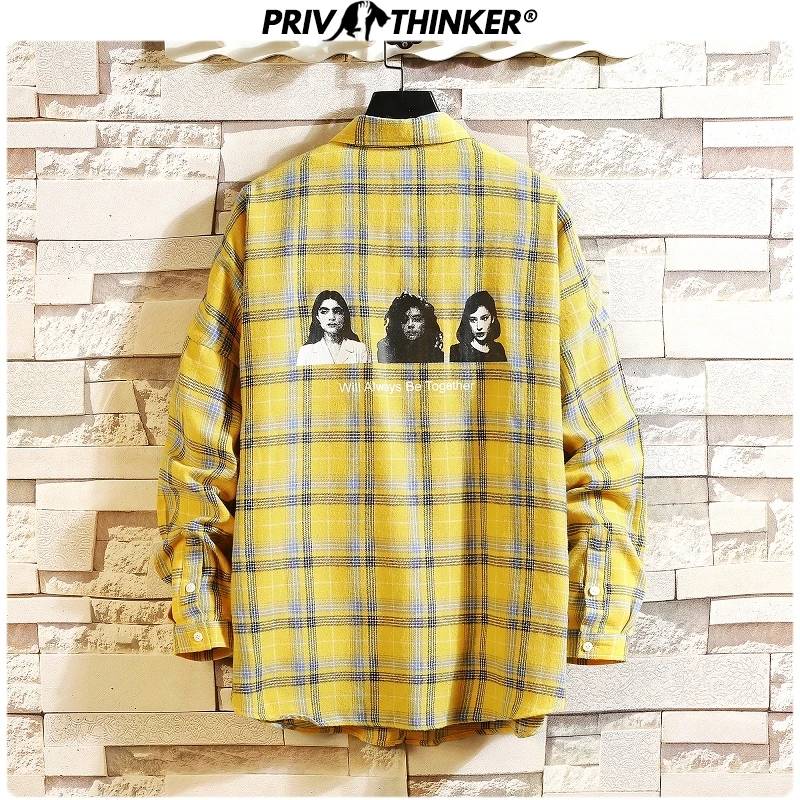 Privathinker повседневная мужская клетчатая рубашка весна осень рубашки для мужчин s