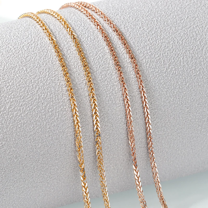 

Au750 Real 18K Rose Gold Necklace For Women Shine Wheat Link Chain 40cm/45cm/50cm Length