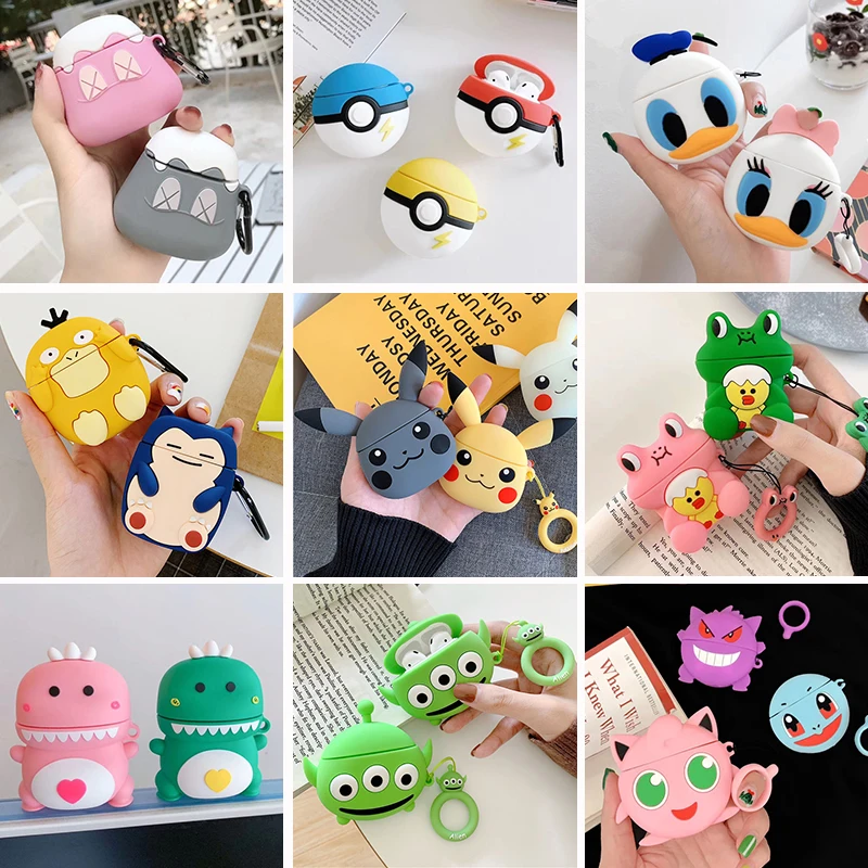 Аниме Картон Милый Чехол для наушников для Apple Airpods 1 2, силиконовый мягкий кожух для зарядного ящика, аксессуары для защиты.