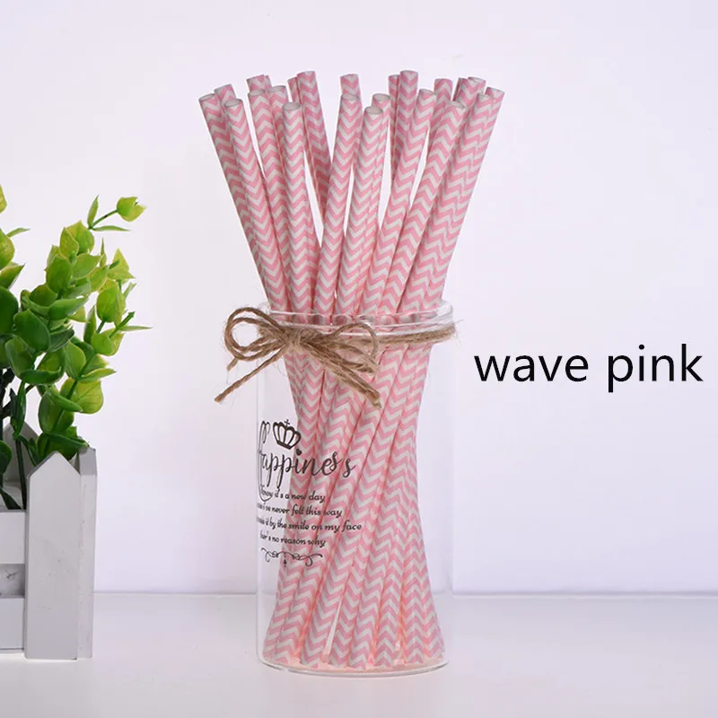 wave pink 25 шт., вечерние, экологически чистые бумажные соломинки для детей, для свадьбы, дня рождения, пикника, вечерние, декоративные, с мультяшным автомобилем, Коктейльные, вечерние соломинки - Цвет: wave pink