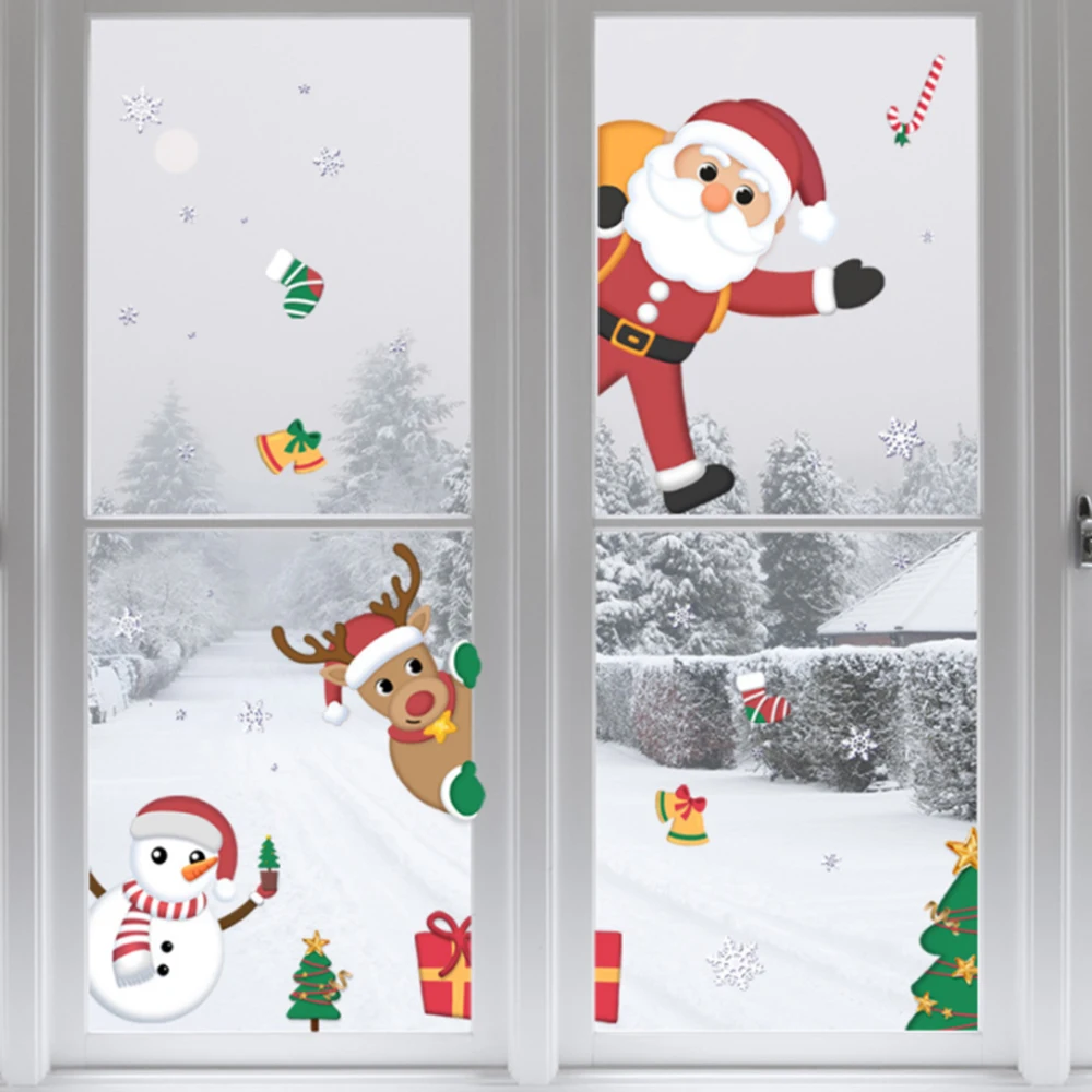 

Merry Christmas Wall Stickers Window Glass Festival Wall Decals Santa Murals Christmas Decorations for Home Decor1