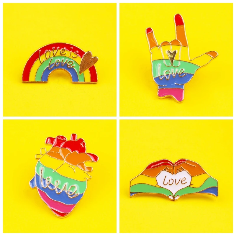 Любовь Радуга гей шпильки сердце эмаль шпилька флаги карандаш Броши с сердечком