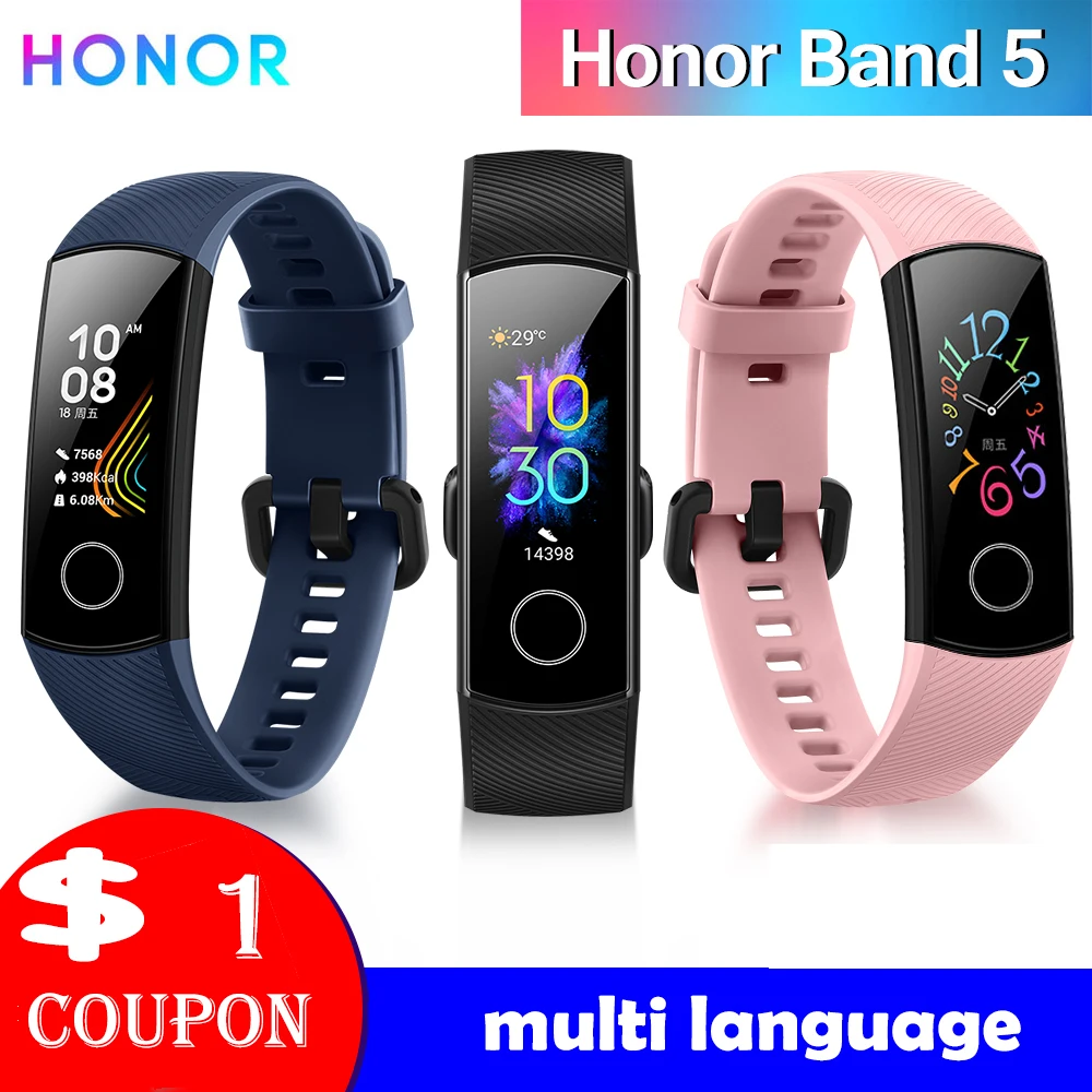 Смарт браслет HONOR Band 5 NFC с несколькими циферблатами фитнес трекер сердечного
