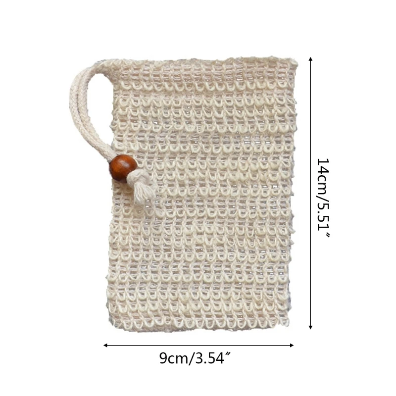 

667B Natural Cotton Linen Foaming Soap Bag Saver Net Mesh Massage Exfoliator Pouch Bathing Bubble Maker