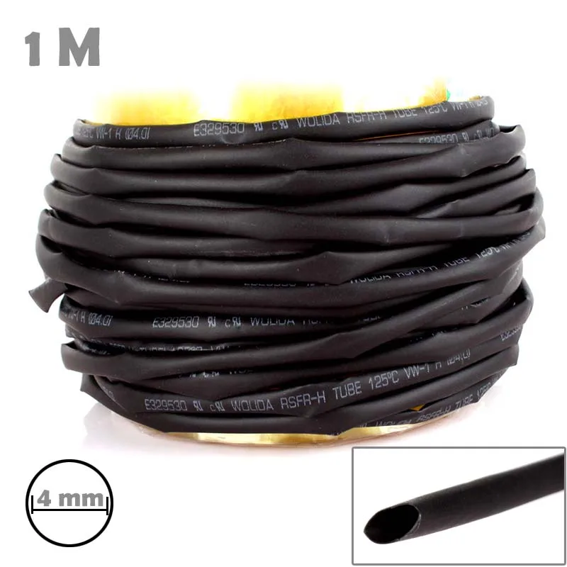 5 шт. термоусадочные 1m/2 мм/4 мм черная трубка Автомобильный Кабель прокладочный