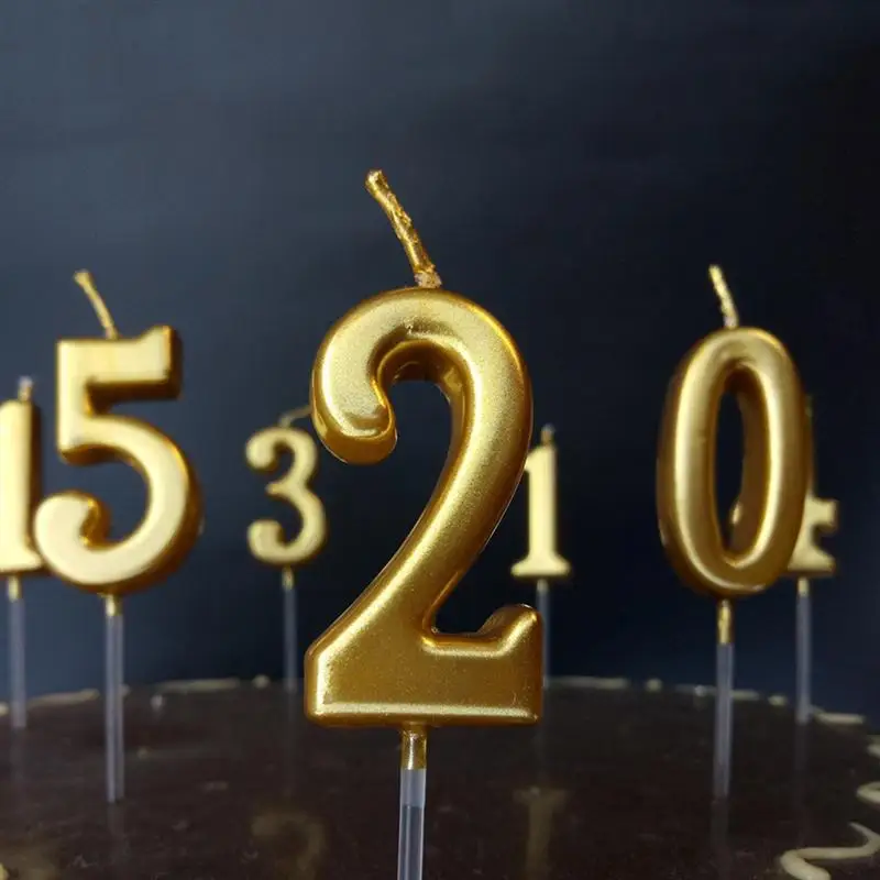 1 шт. номер 2 свечи День памяти смешной Золотой блестящий Топпер для торта
