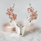Milangirl модное серебряное кольцо-рога, розовое Золотое двухцветное кольцо с цветком и оленем для женщин, юбилей, Рождество