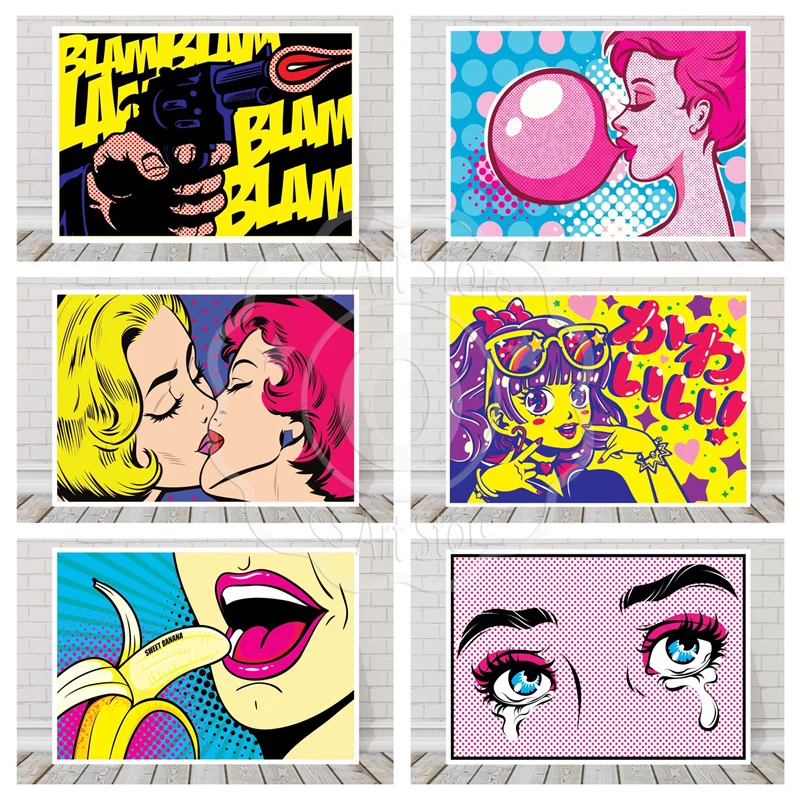Поп-Арт на холсте художественные картины принты в стиле Warhol Lichtenstein постер для