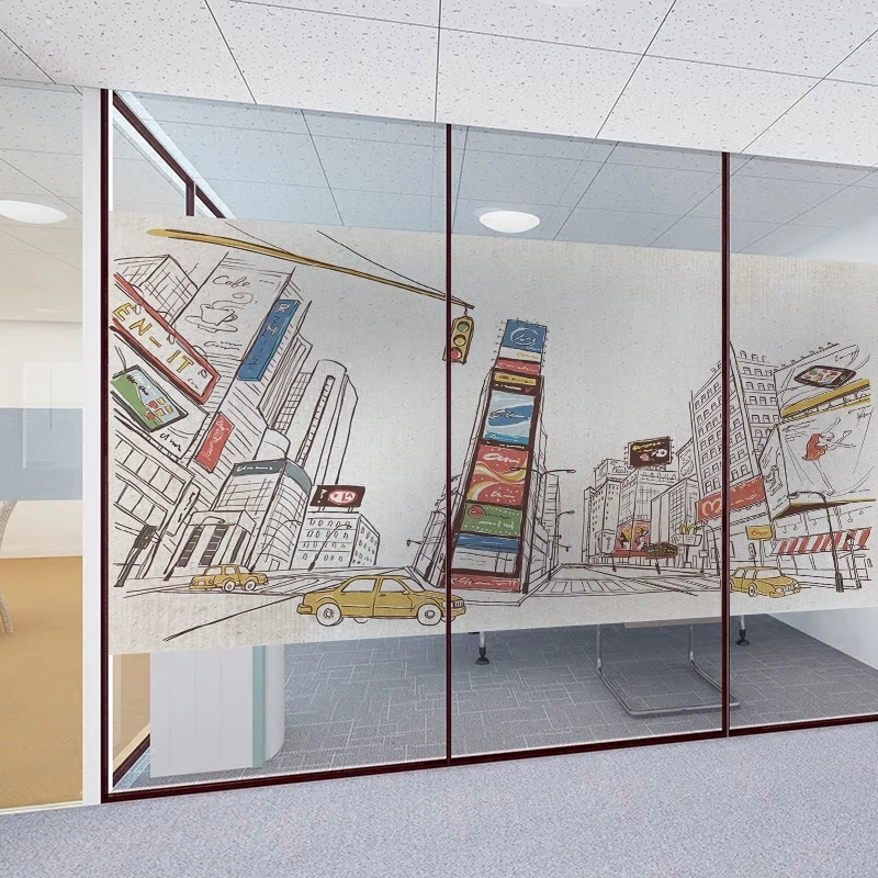 Электростатическая оконная пленка размер под заказ ручная роспись временные