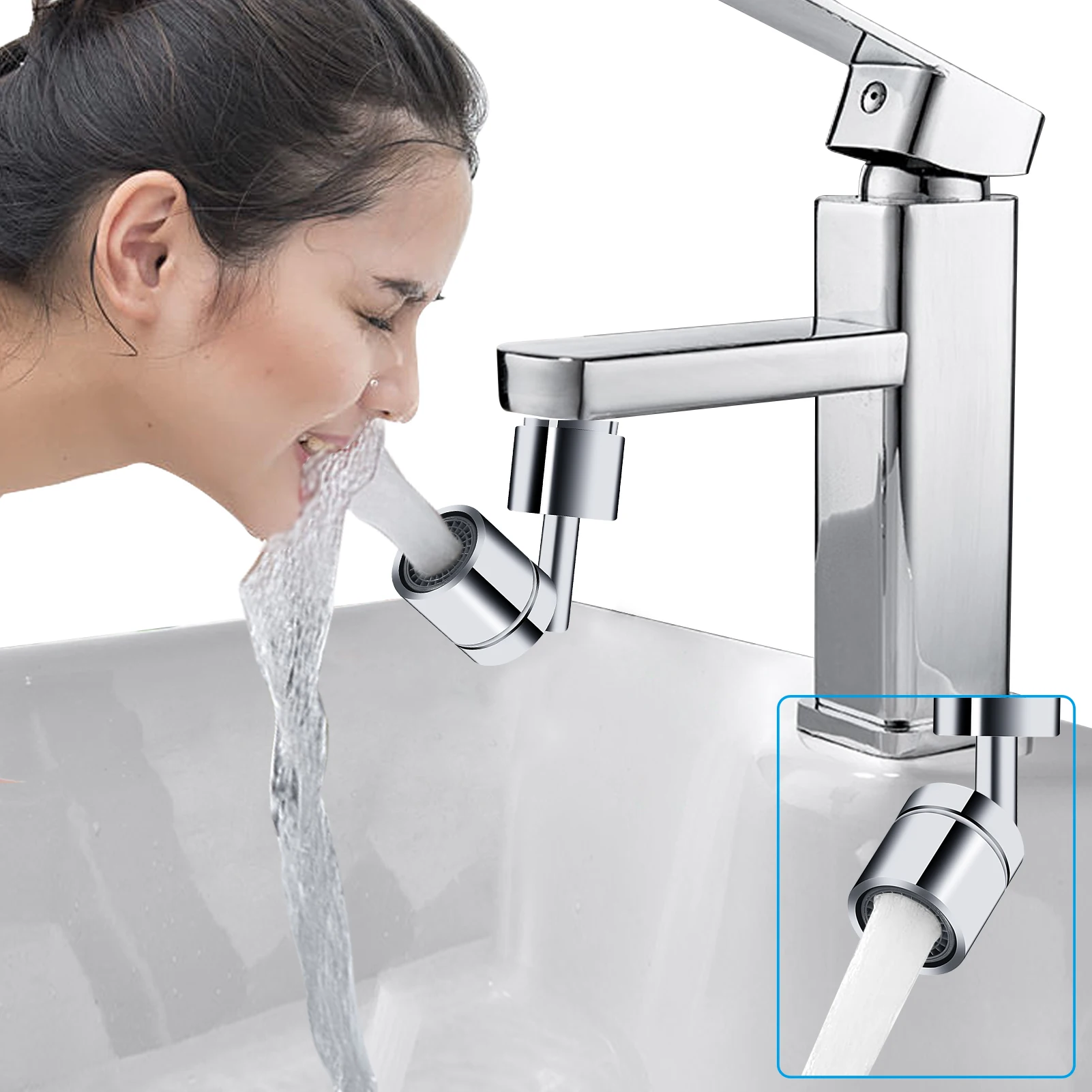 

Universal Splash Filter Faucet 720° Rotate Sprayer Head Flexible Faucets Sprayer Bathroom Kitchen Tap Extender Adapter