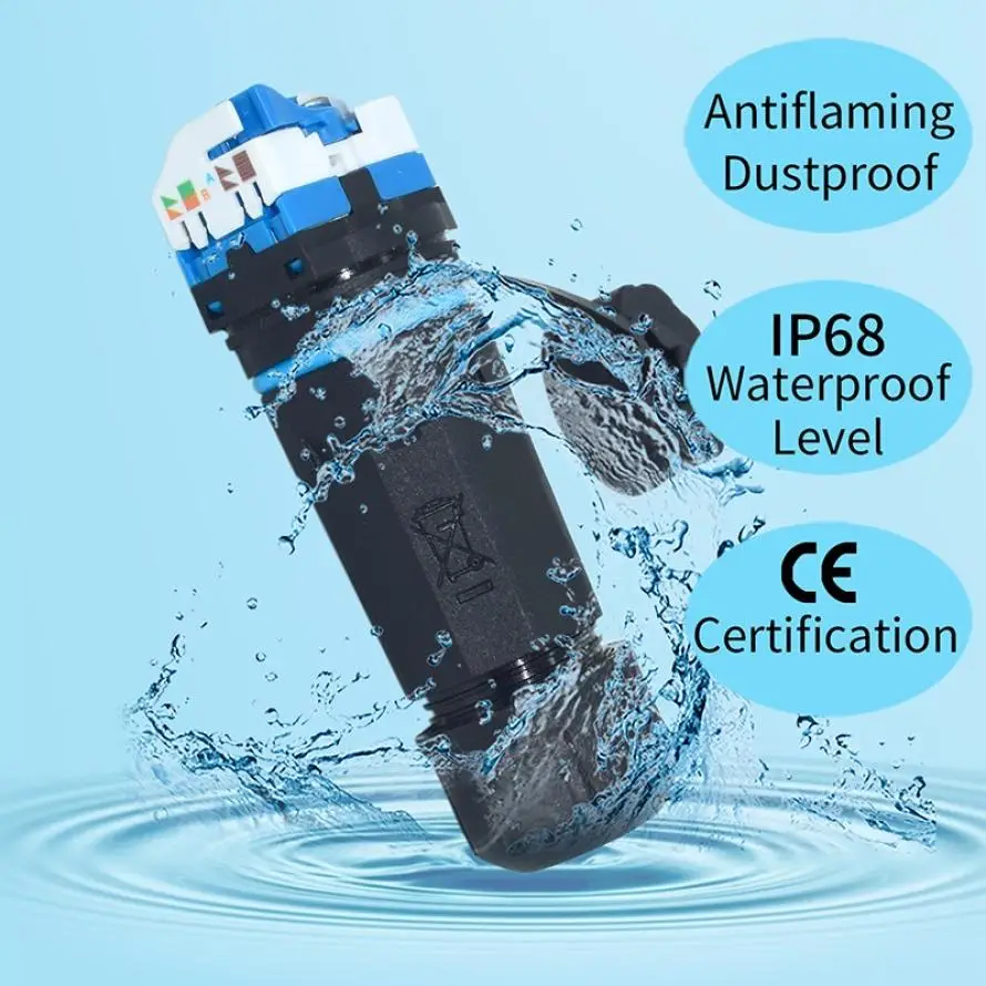 

Водонепроницаемый соединитель RJ45 IP68, Кабельный соединитель, Панельное крепление, соединитель мама-мама с защитным кабелем, соединитель