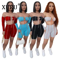 xuru european and american womens jumpsuit suit casual one shoulder splicing bandage sexy slim fit jumpsuit two piece suit