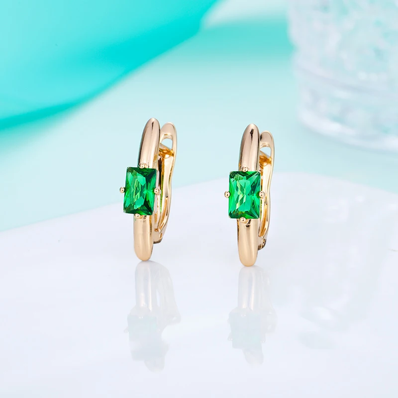 gold-green MAIKALE, простые квадратные CZ серьги-гвоздики для женщин, золото, серебро, цвет покрытый красным, синим, зеленым кубическим цирконием, милые ювелирные изделия, подарки для девочек - Окраска металла: gold-green