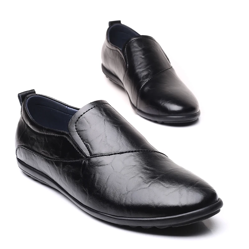 Мужские повседневные кожаные туфли лоферы модная обувь на плоской подошве