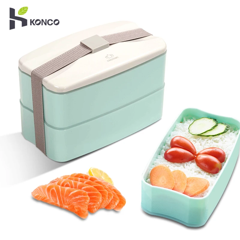 Konco Ланч-бокс микроволновая печь двухслойная Bento коробка с столовыми приборами