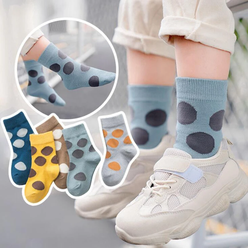 5 парт/лот модные хлопковые носки в горошек детские длинные для девочек и