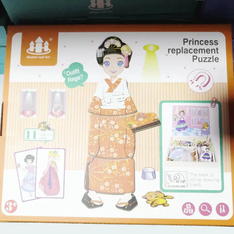 Бесплатная доставка детская деревянная головоломка одежда пазлы для девочек