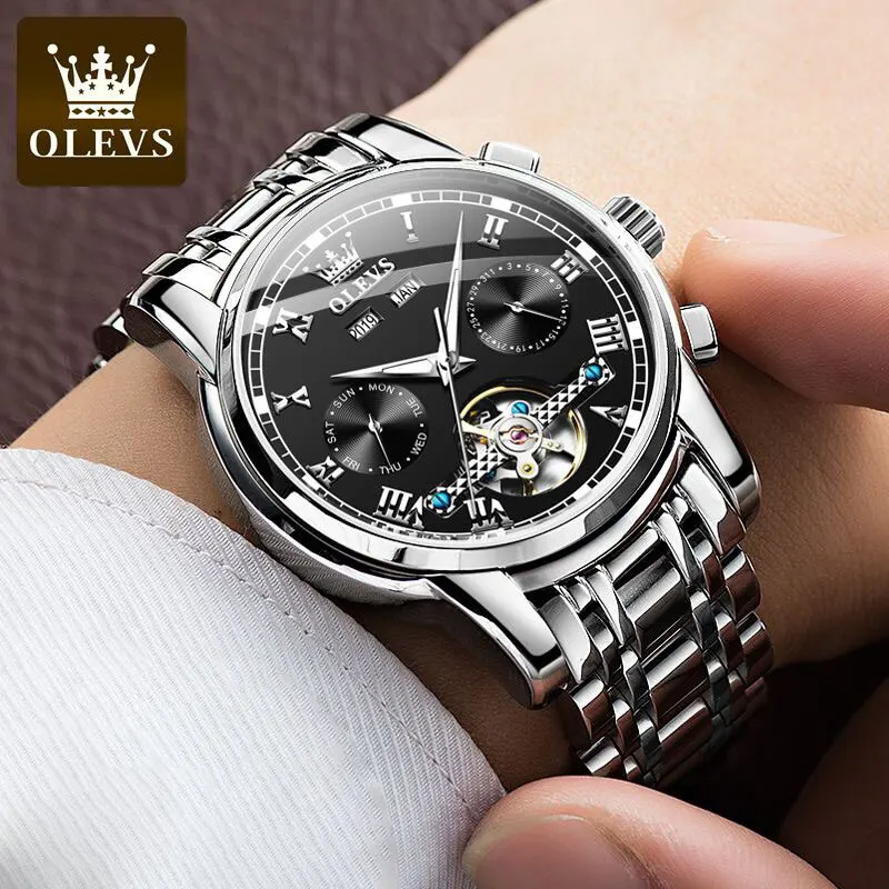 OLEVS светящиеся многофункциональные полнофункциональные механические часы