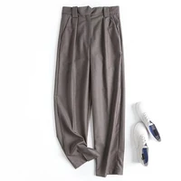 davedi simple solid loose pleated straight pants women 2022england style office lady fashion suits pants casual trousers women