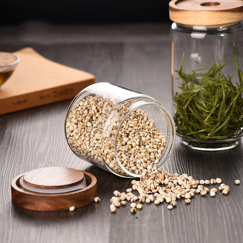 

Storage Jar Transparent Glass Airtight Jar Glass Tea Tank Airtight Can Anti-Corrosion Safe and Durable 3pcs LC