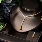 HIBRIDE комплект из 2 предметов с длинной кисточкой и подвеской в виде капли воды для женщин, свадебные комплекты ювелирных изделий для невесты, нигерийские аксессуары, N-382