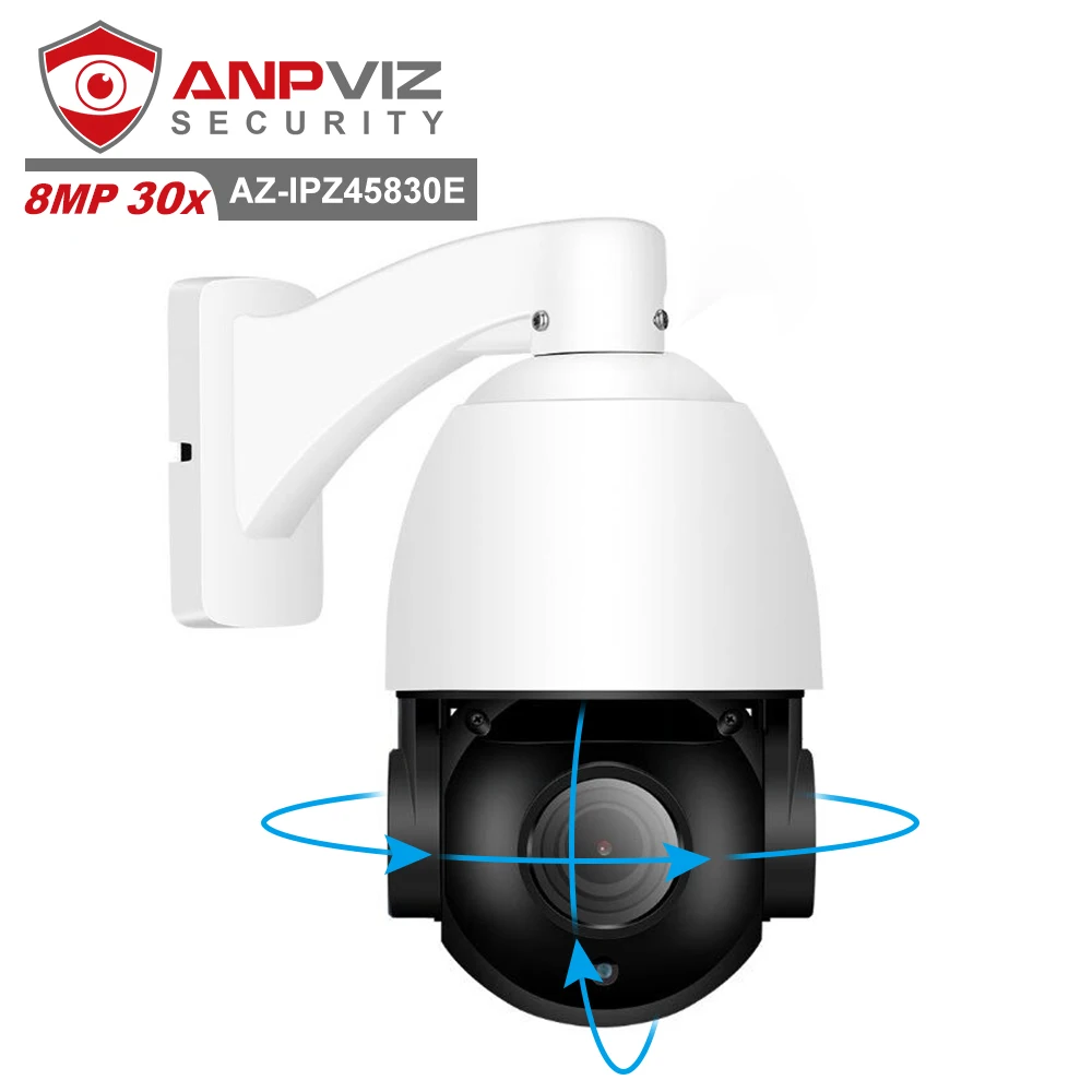 

ANPVIZ PTZ POE 4K 8MP IP Camera outdoor IP66 support Optical 30X Zoom CCTV Surveillance up to IR Distance 80m H.265