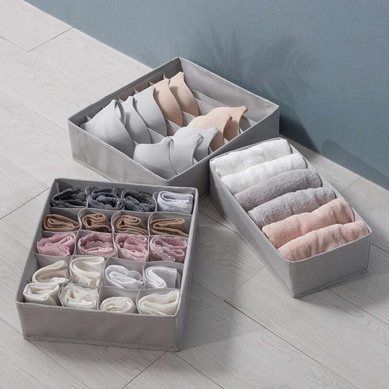 

3Pcs Non-woven Fabric Underwear Organizer Foldable Closet Drawer Divider Panties Bras Socks Ties Home Storage Box