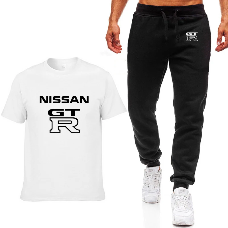 

Unisex New Fashion Summer Men T Shirts GTR Car Logo Printed Hip hop Casual Cotton Short Sleeve T-shirt+pants suit Clothing
