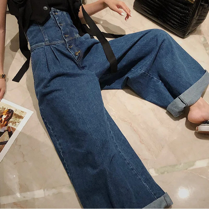 SHENGPALAE длинные джинсы с карманами и пуговицами Hhigh Waist свободные широкие женские брюки Новинка весна осень плюс корейский стиль FS491