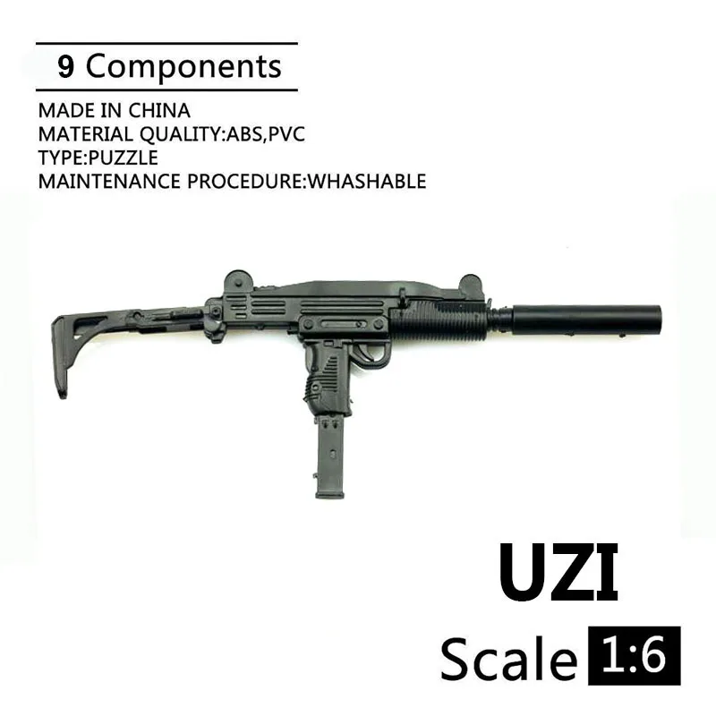 Пластиковый пушка в сборе масштаб 1:6 UZI Submachine Gun модель-головоломка для солдата 12