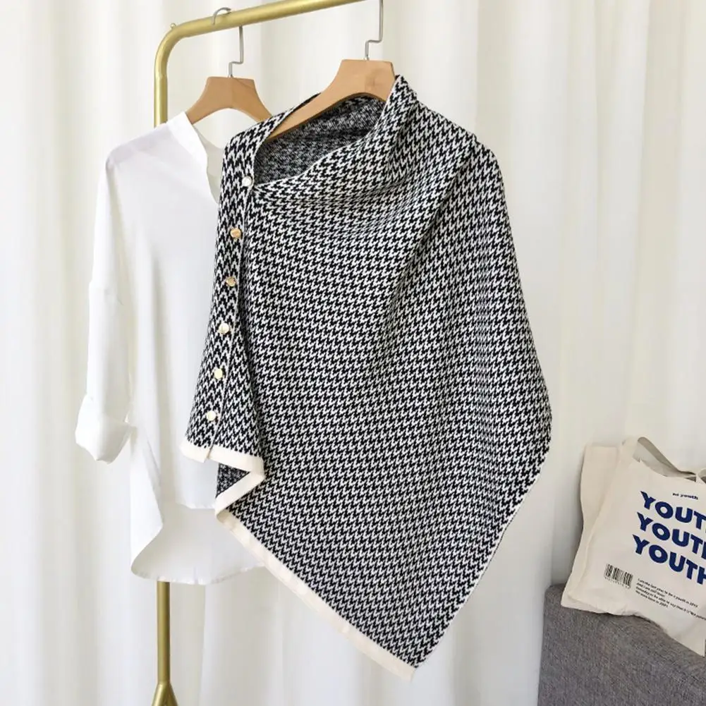 

New Women's Scarf Button Striped Scarf Shawl Dual-use Autumn And Winter Thickened Warmth Imitation Cashmere Ladies Scarf