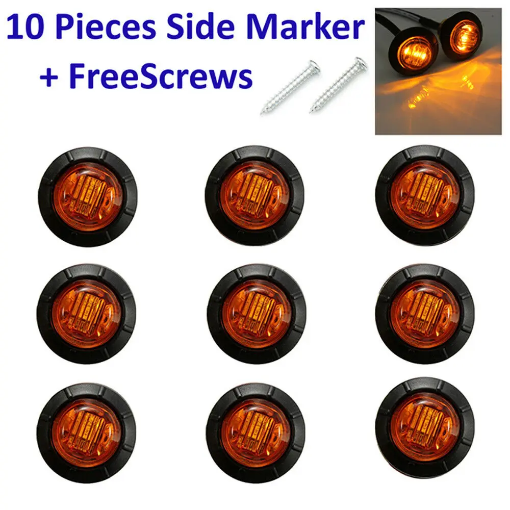 Wide Range Voltage 3LED 3/4 Inch 12V-24V Truck Side Lights Waterproof Yellow | Автомобили и мотоциклы