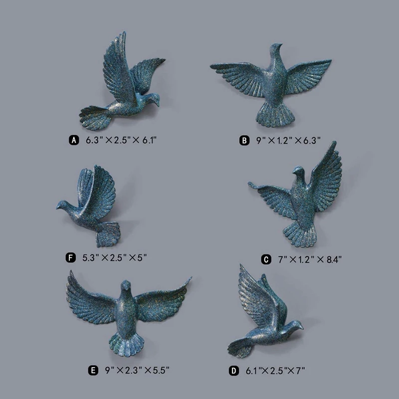 

6PCS European 3D Stereo Pigeon Decoration Crafts Home TV Background Mural Ornaments Wall Sculptures