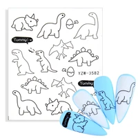 cartoons stickers for nails geometric cute dinosaur design nails art decoration manicure sticker decals slider nail accessories