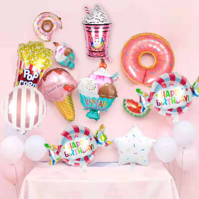 Пончики конфеты шар с алюминиевой пленкой десерт вечерние украшения мороженое