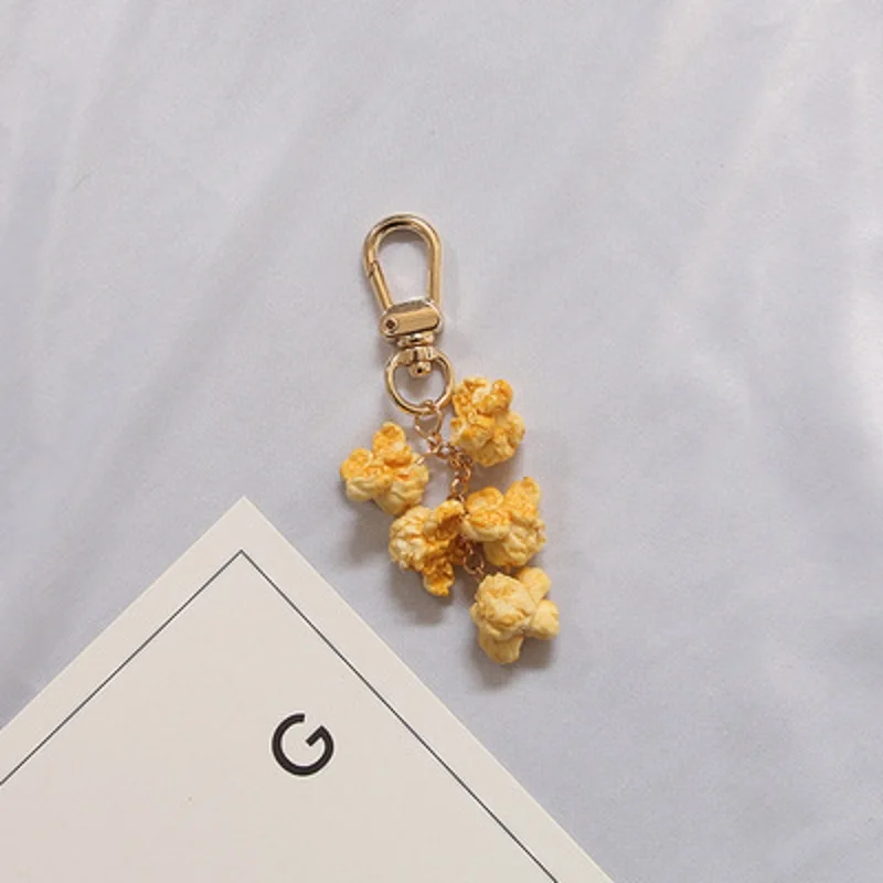 

Exquisite Popcorn Keychain For Women Girl Simulated Food Lovely Car Key PendantKeyring DelicacyCouple Key Chain Gift