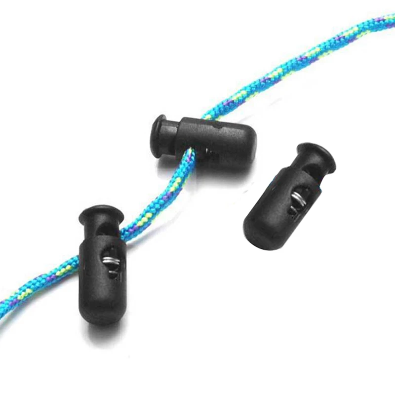 

10pcs Black Push Cord Lock Spring Clasp Plastic Stoppers Ends Toggles Clip For Apparel Bags Garments Elastic Rope Parts