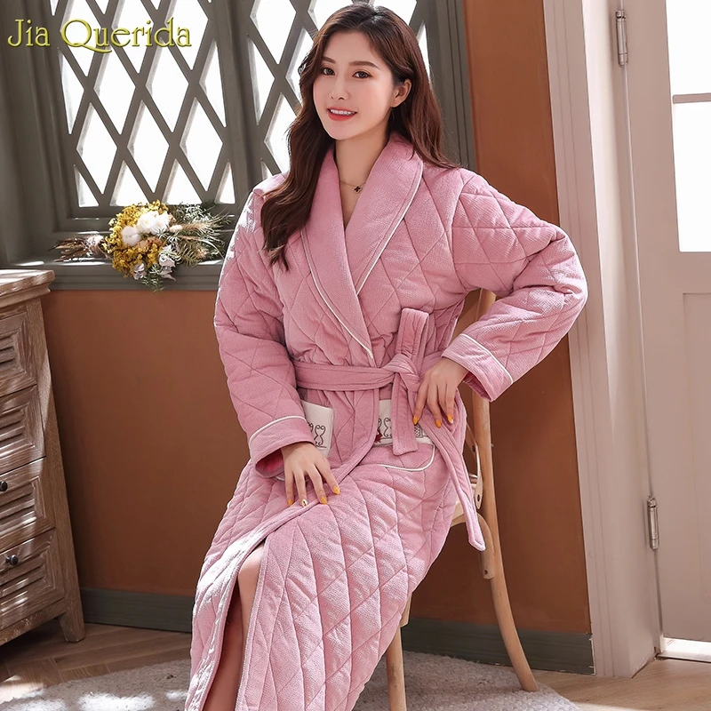 3 слоя толстый бархат флисовая подкладка теплый длинный халат шикарный карман