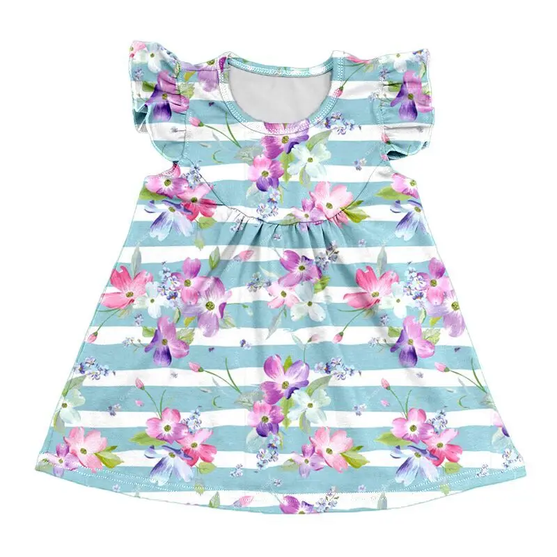 2020 Children New Style Summer Girls Dress Baby Farm Animal Foral Print Pattern Kids Girl Casual Round Neck Pearl | Детская одежда и