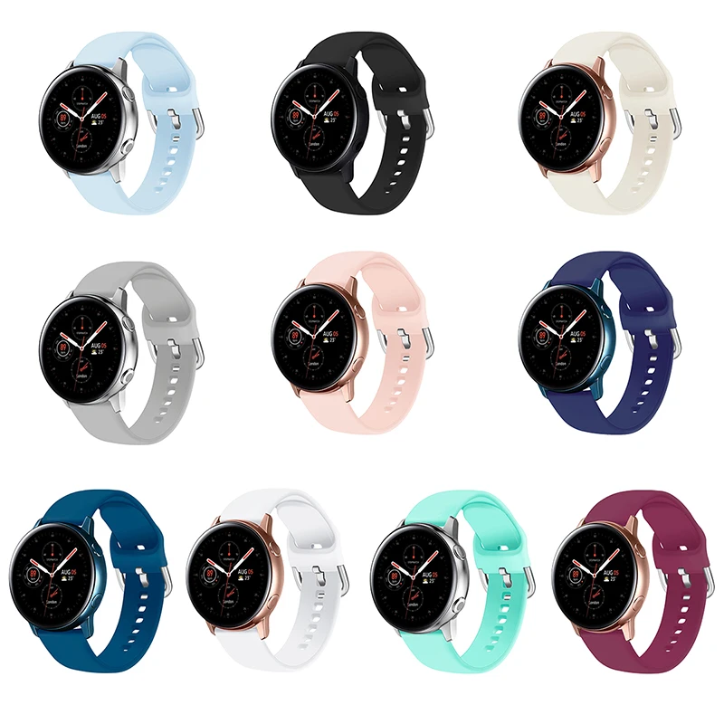 Для Samsung Galaxy Watch Active 2 ремешок 20 мм мягкий силиконовый водонепроницаемый для часов