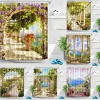 Новинка 2021, занавеска для душа с изображением цветов и арки, Ландшафтная занавеска для душа, занавеска для украшения дома, водонепроницаемый ремень от плесени, занавеска для душа с крючком