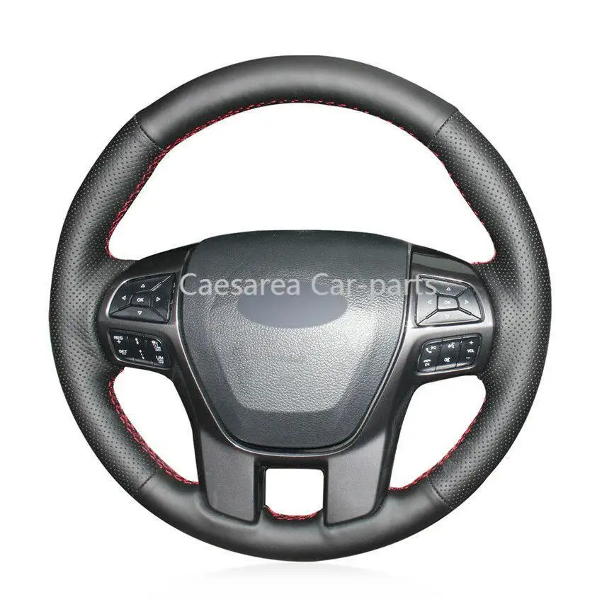 

For Ford Ranger Everest hand-sewn steering wheel cover black artificial leather