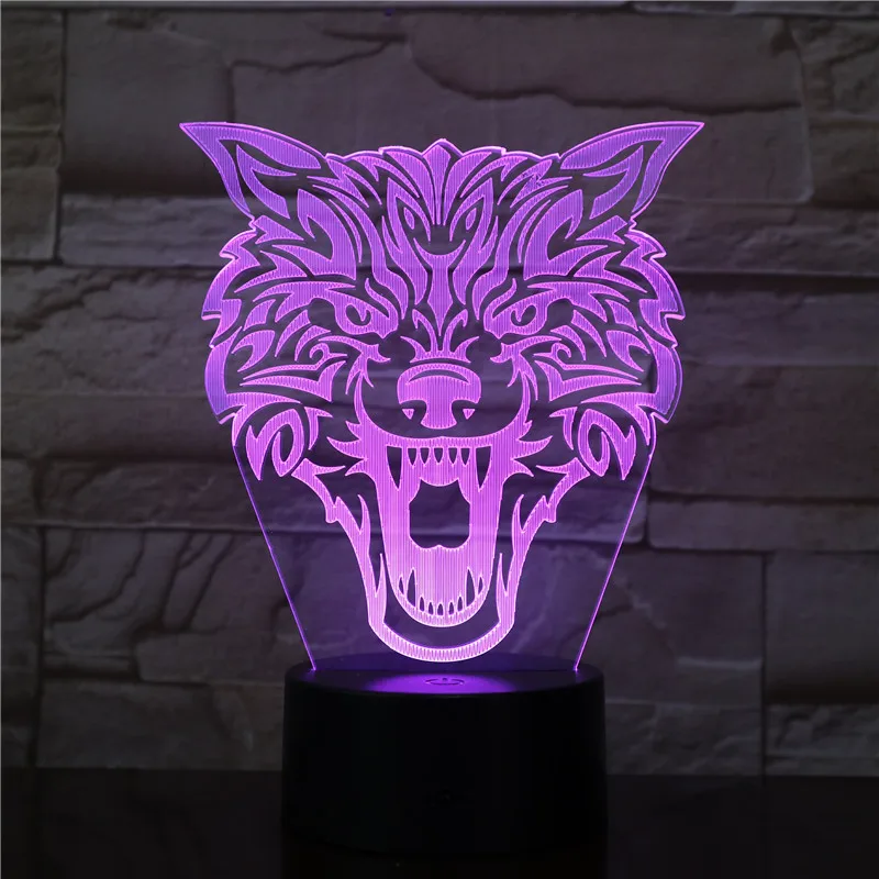 Fierce Wolf 3d Lamp 7 Colors Changes Touch Remote Nightlight Novelty Usb Led Luminaria Gift Night Light Dropshipping 2712 | Лампы и