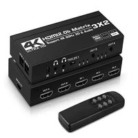2021 3x2 matrix switch splitter with spdif and lr 3 5mm hdr hdmi switch 4x2 support hdcp 2 2 arc 3d 4k60hz for ps5